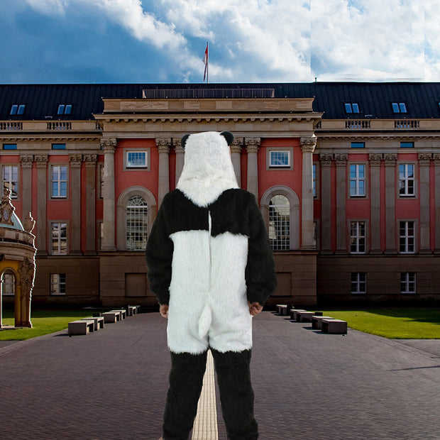 Cute Panda Plush Suit Headgear With A Movable Mouth