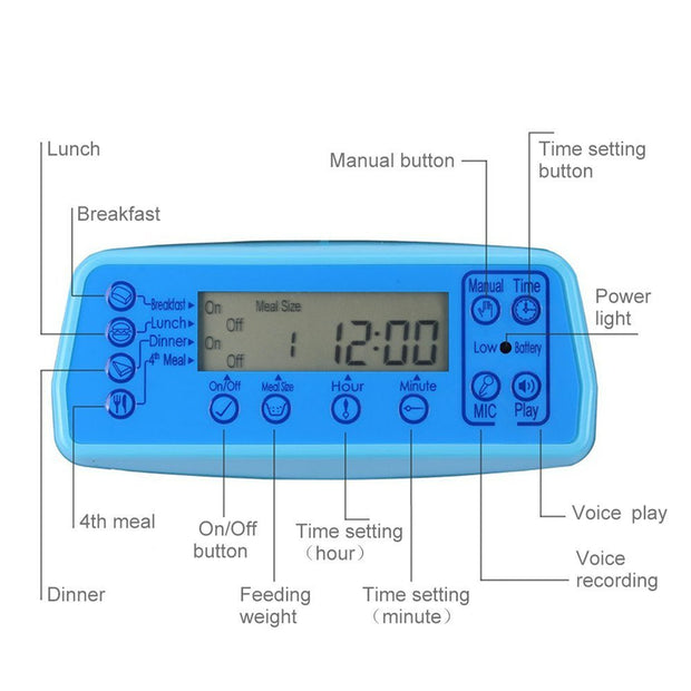 LCD Screen Automatic Pet Feeder with Voice Record